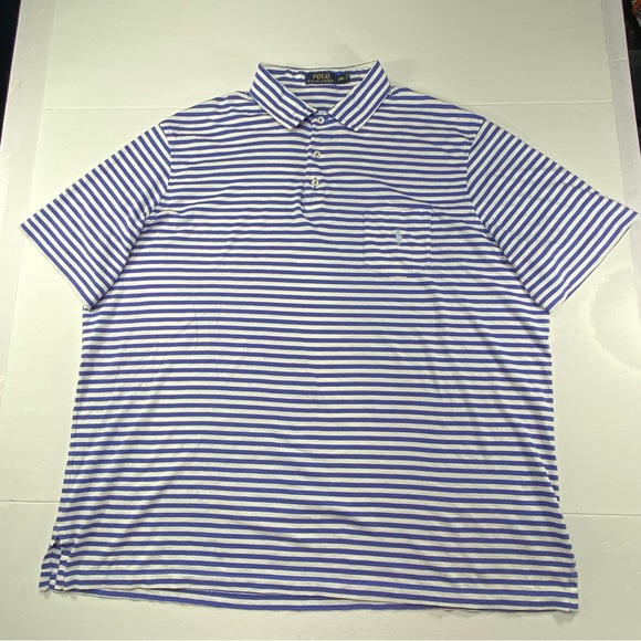 POLO RALPH LAUREN Polo Shirt  Blue / White Striped Men’s Size 2XL - Picture 1 of 11
